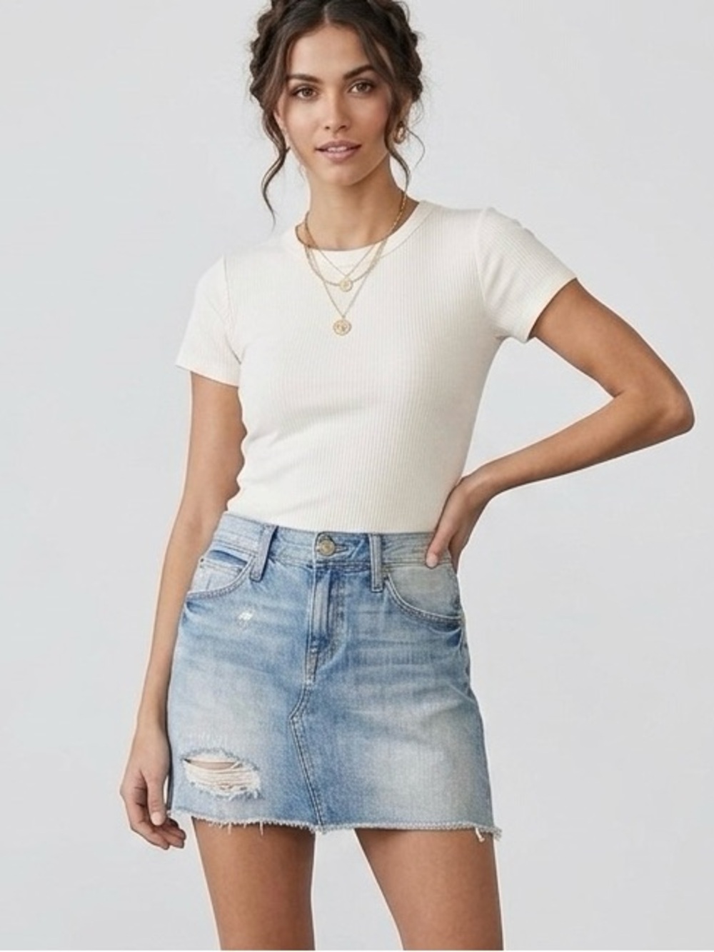 NWOT GAP Denim Distressed Mini Skirt